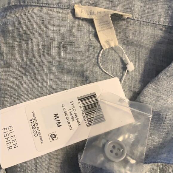 NWT Eileen Fisher classic collar linen jacket sz M - Picture 4 of 7